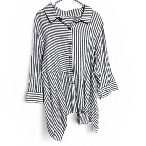 Soft Surroundings Lagenlook Striped Standout Tunic black and white Size 2X